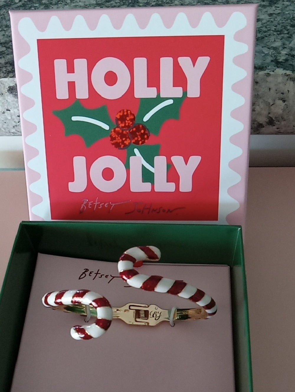 Betsey Johnson Red & White Candy Cane  Hinged Bracelet NIB